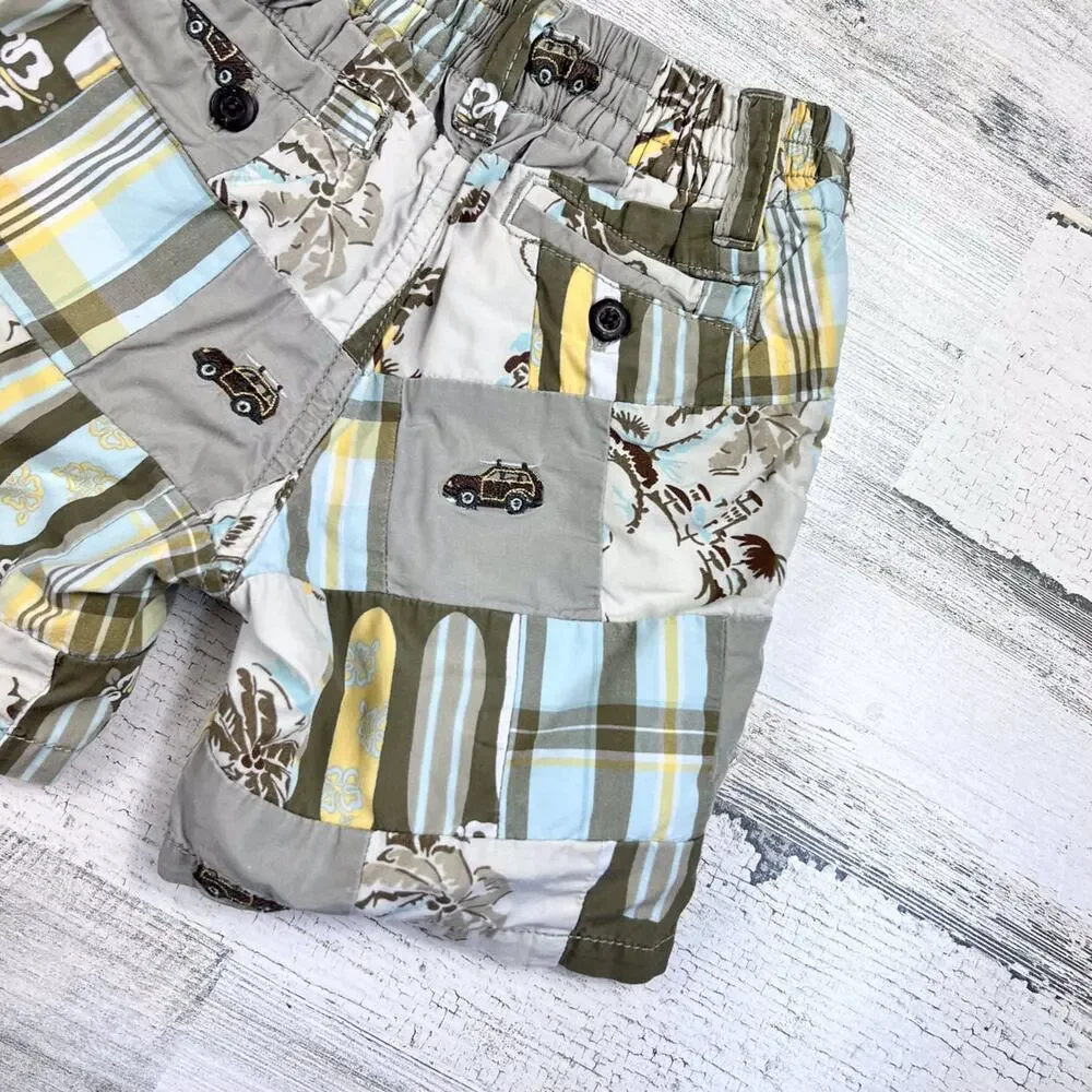 🦋3/$30 Janie and Jack Shorts Bundle Boys 6-12M Swim Trunks Plaid Patchwork Beach